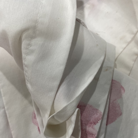 Two panels of white and pink flowers lined these are gently used. - Picture 3 of 8